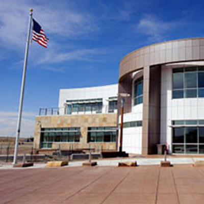 Image of the NCAR Wyoming Supercomputing center between Cheyenne and Laramie, WY