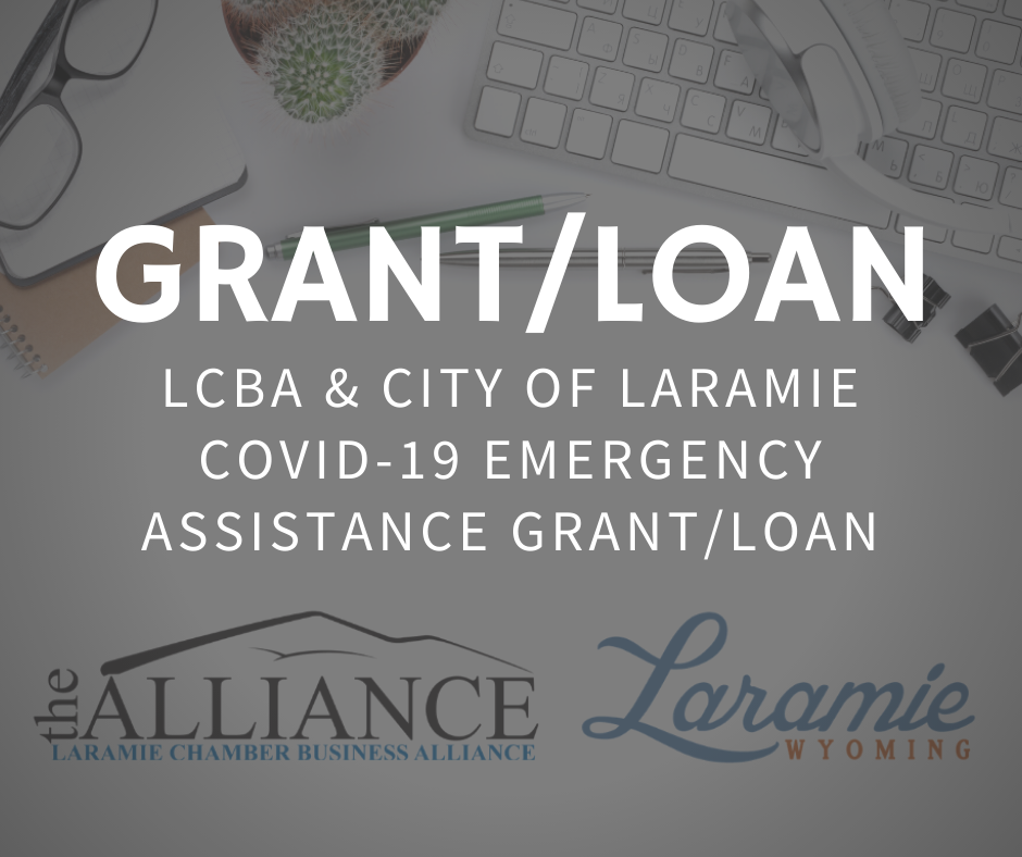Image to promote Covid-19 Emergency Grant and Loan assistance via LCBA and City of Laramie